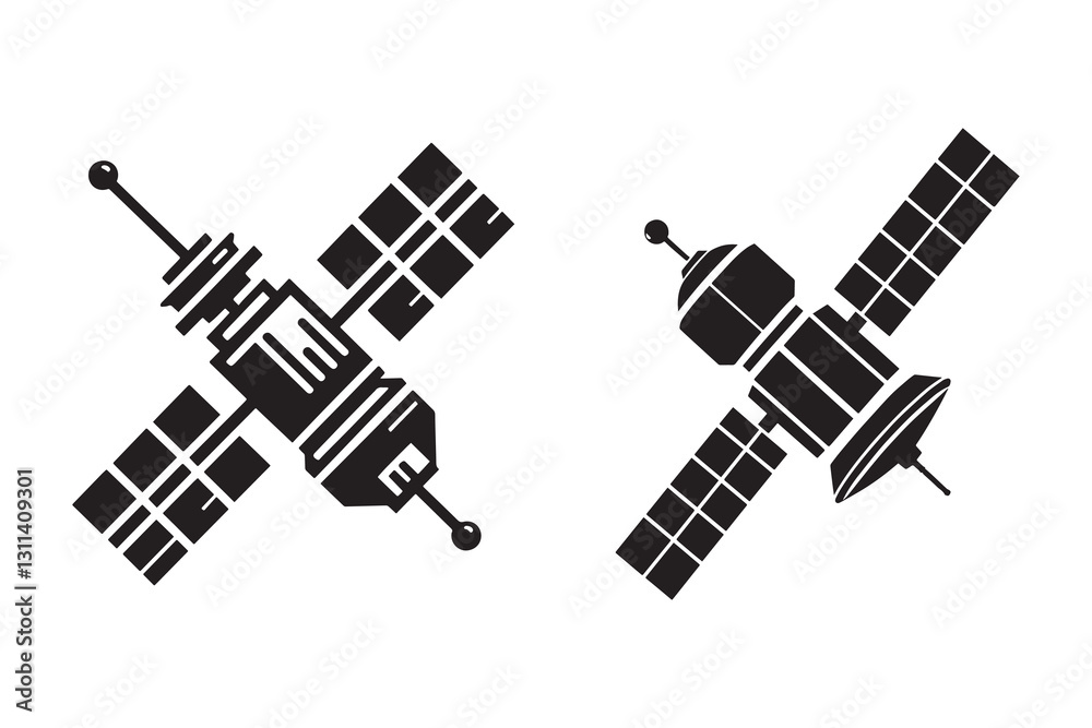 Satellite silhouette with white background Satellite silhouette with white background