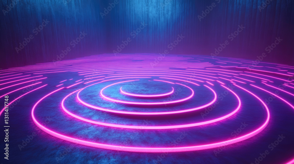 Futuristic neon glow in abstract digital landscape with blue and pink lights Futuristic neon glow in abstract digital landscape with blue and pink lights