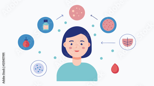 These illustrations collectively communicate the benefits and processes of exosomebased skincare for treating acne scars in a simple and visually engaging manner.