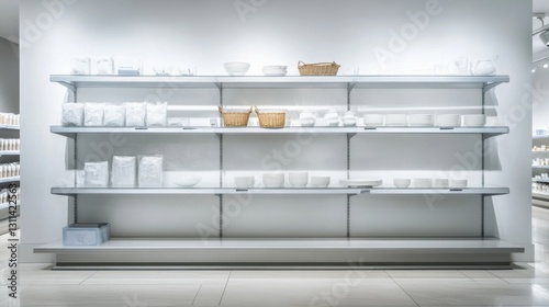 modern minimalist white kitchenware display shelf