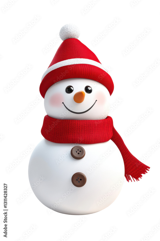 Isolated Cartoon Snowman with Scarf and Hat Isolated Cartoon Snowman with Scarf and Hat