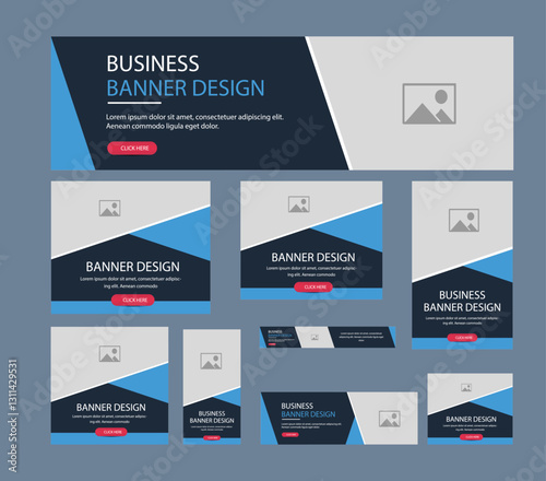 Corporate web banner template bundle, social media post or square banner, cover, conference flyer, Header, landing page web design. Abstract banner design web template Set