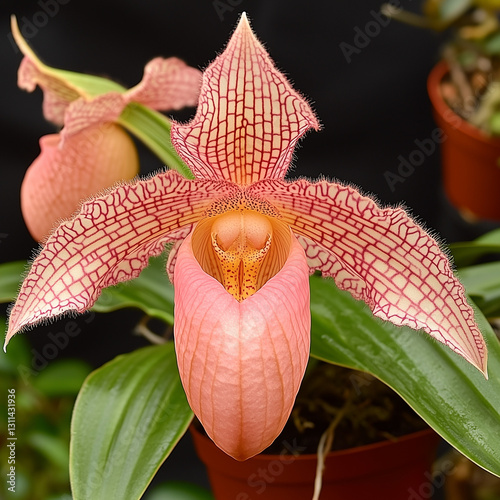 Exotic Rothschild's Slipper Orchid photo