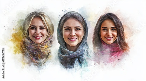 Women from different cultural backgrounds, each smiling warmly