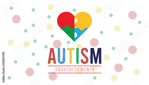 April is National Autism Awareness Month. Vector template Design for banner, greeting card, poster, prints, social media post ,flyer , T shirt with background.