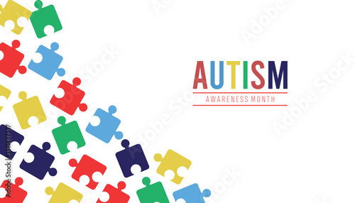 April is National Autism Awareness Month. Vector template Design for banner, greeting card, poster, prints, social media post ,flyer , T shirt with background.