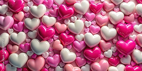 Celebrate Valentine's Day with a dreamy 3D embossed heart background in pink and white.