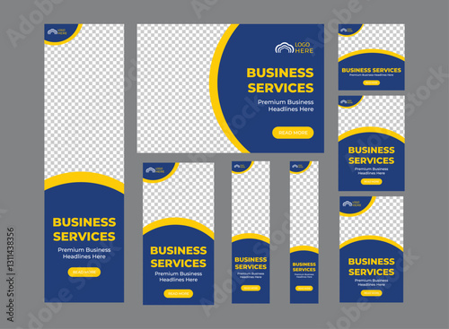 Corporate web banner template bundle, social media post or square banner, cover, conference flyer, Header, landing page web design. Abstract banner design web template Set
