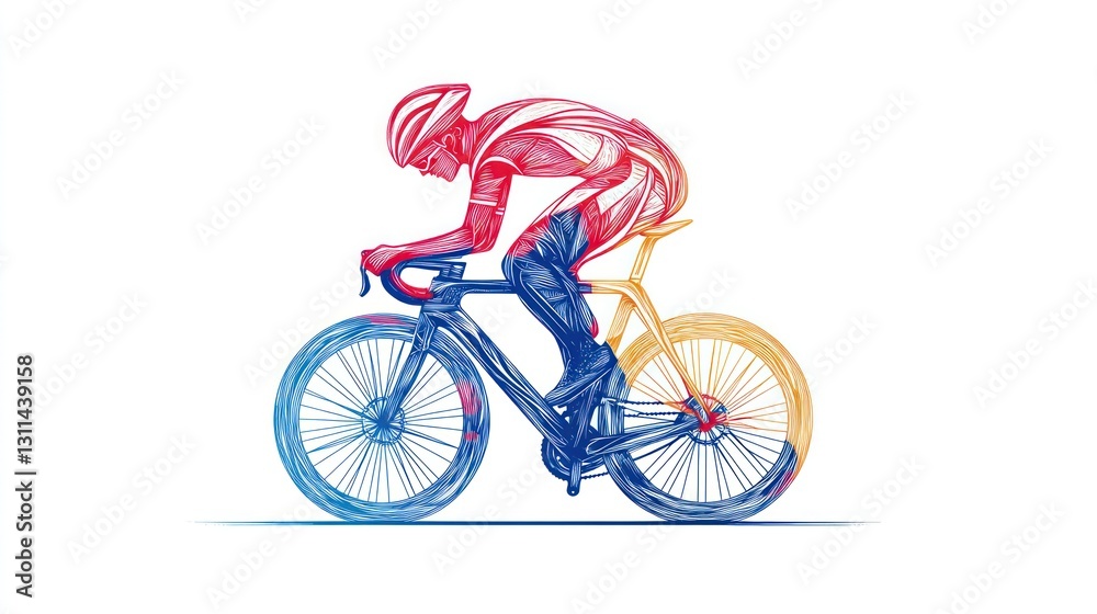 Fototapeta premium Cyclist in motion, abstract illustration, dynamic pose
