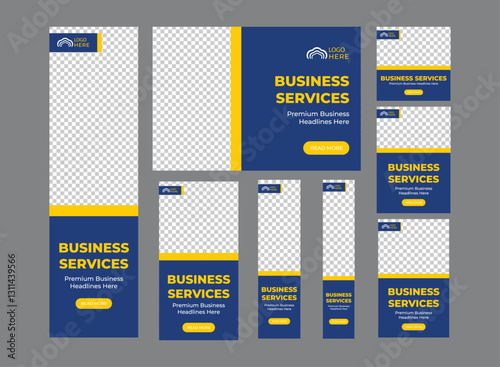 Corporate web banner template bundle, Digital business agency best services set banner for social media post, digital banner, web bundle banner design, customizable vector eps