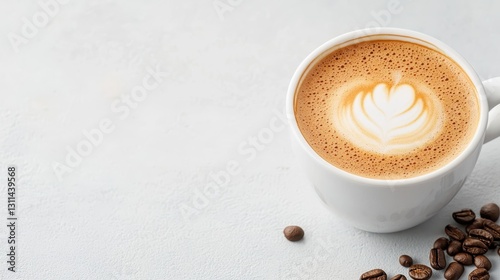 An artistic image of beautifully crafted coffee art showcasing a heart design in a creamy beverage within a white mug, perfect for coffee lovers and aspiring baristas.