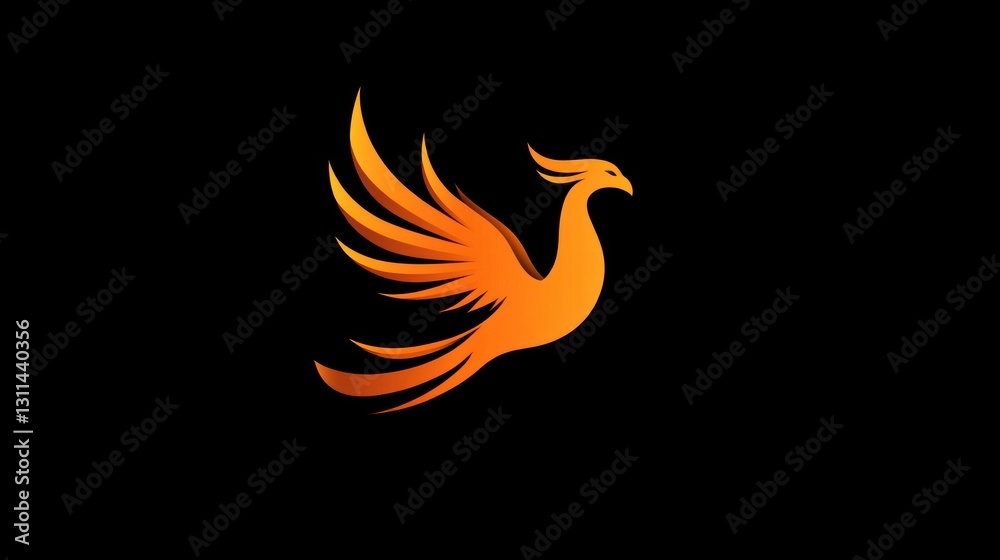 Obraz premium Fiery phoenix logo design, against black background. Possible use stock photo