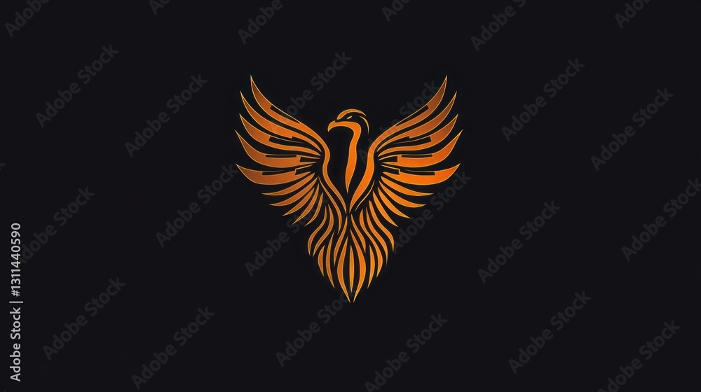 Fototapeta premium Fiery eagle silhouette, graphic design, artistic
