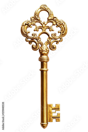Isolated Gold Skeleton Key