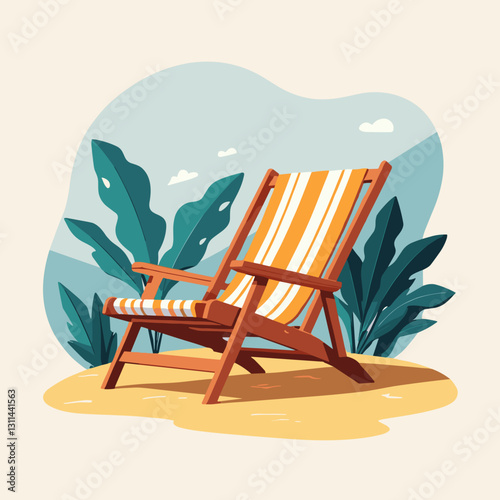 Beach chair, flat design travel illustration