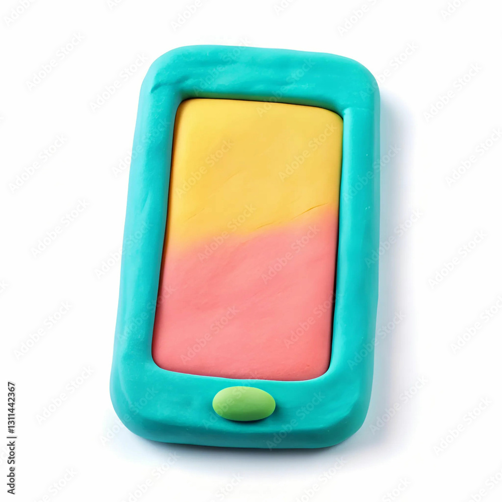Obraz premium A high-angle view of a playful, handcrafted smartphone made of colorful
