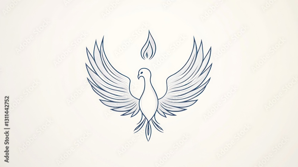 Obraz premium Symbolic Dove with Holy Fire, Spiritual Icon