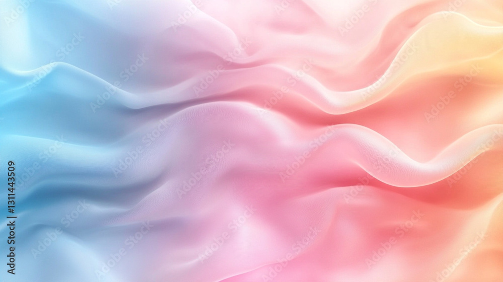 Obraz premium Abstract silk: A flowing, ethereal image of silk fabric, with a seamless gradient of pastel colours, evoking a sense of calmness and elegance.