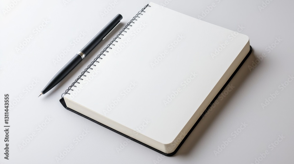 A blank notepad with a pen resting beside it, inviting creativity and ideas. A blank notepad with a pen resting beside it, inviting creativity and ideas.