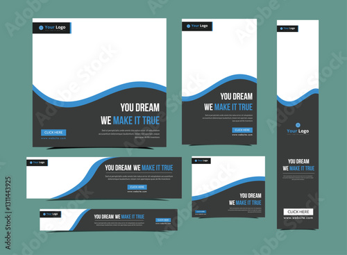 Set of promotion kit banner template design with modern and minimalist concept user for web page, ads, annual report, banner, background, backdrop, flyer, brochure, card, poster, presentation layout