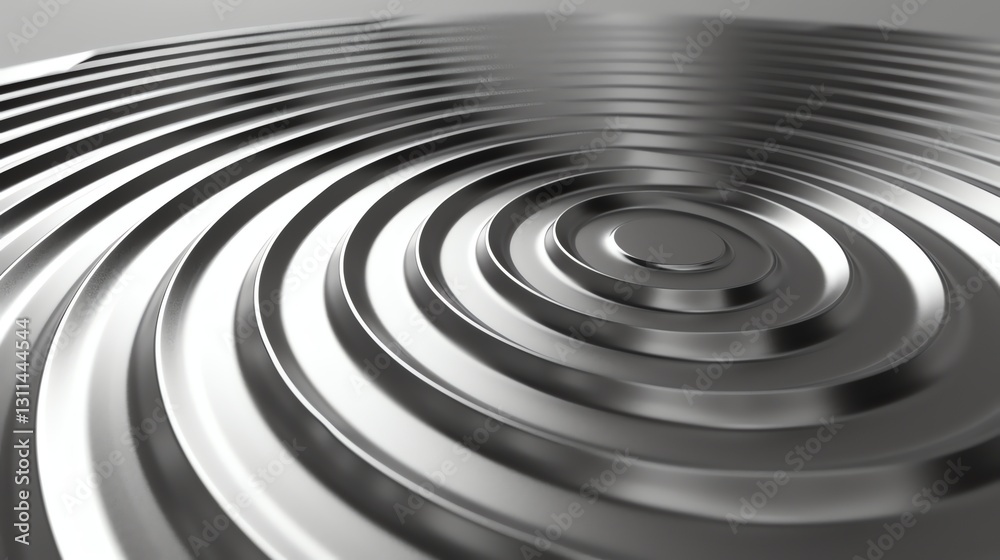 A metallic surface with a concentric circle pattern. A metallic surface with a concentric circle pattern.