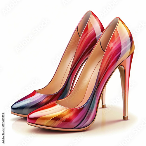 A stylish stock illustration of high heels, featuring sleek design, elegant curves, and fashionable details
