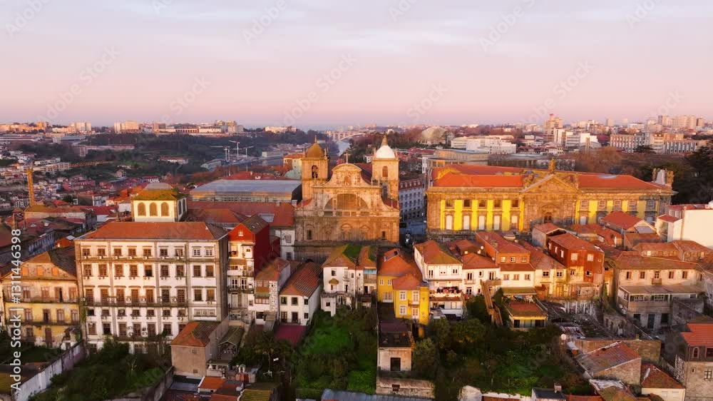 Aerial View Of Sao Bento da Vitoria Church And Portuguese Centre of Photography In Porto, Portugal. Aerial View Of Sao Bento da Vitoria Church And Portuguese Centre of Photography In Porto, Portugal.