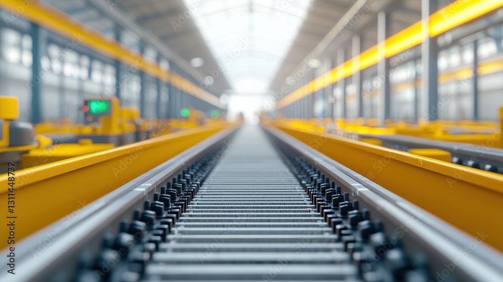 maintenance technical automation optimization concept. Industrial conveyor belt within a spacious warehouse setting. maintenance technical automation optimization concept. Industrial conveyor belt within a spacious warehouse setting.