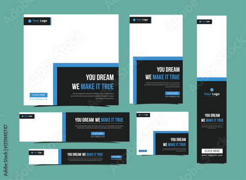 Set of promotion kit banner template design with modern and minimalist concept user for web page, ads, annual report, banner, background, backdrop, flyer, brochure, card, poster, presentation layout
