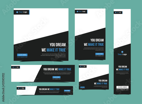 Set of promotion kit banner template design with modern and minimalist concept user for web page, ads, annual report, banner, background, backdrop, flyer, brochure, card, poster, presentation layout