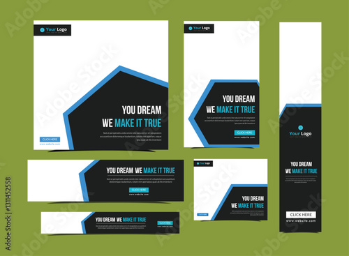 Set of promotion kit banner template design with modern and minimalist concept user for web page, ads, annual report, banner, background, backdrop, flyer, brochure, card, poster, presentation layout
