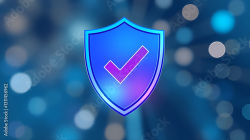 Shield check mark icon or security shield protection icon with tick symbol