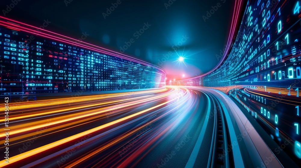 Fototapeta premium Dynamic Motion Blur Effect of Digital Data Streams in Motion