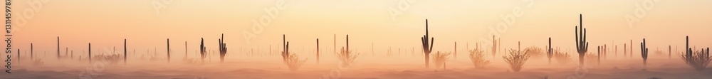 Desert and cactus seasonal concept. Serene landscape with silhouetted trees against a soft sunset background. Desert and cactus seasonal concept. Serene landscape with silhouetted trees against a soft sunset background.
