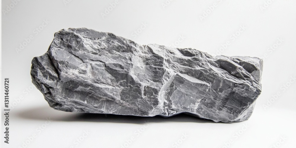 Fototapeta premium A smooth gray rock set against a bright white background.