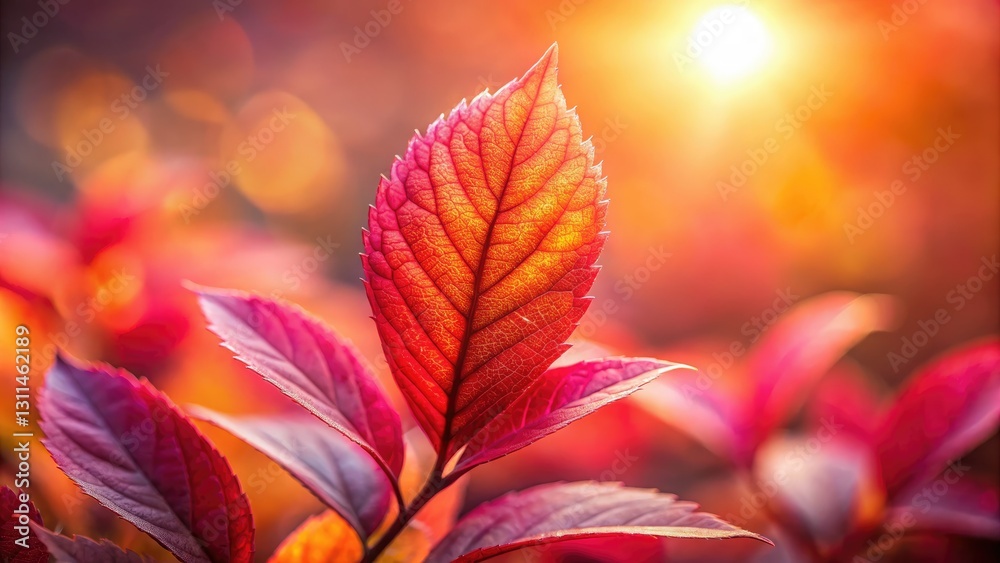 Red autumn foliage explodes in a macro bokeh photograph, nature's fall colors softly blurred. Red autumn foliage explodes in a macro bokeh photograph, nature's fall colors softly blurred.