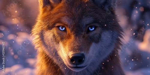 Canvas-taulu Intensely focused, this gray wolf gazes with deep blue eyes that exude warmth