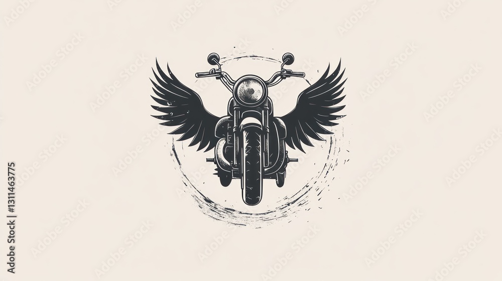 Fototapeta premium Vintage Motorcycle with Wings, Graphic Design, Abstract Background, Stock Photo