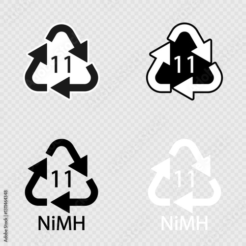 Battery recycling symbol 11 NiMH set.