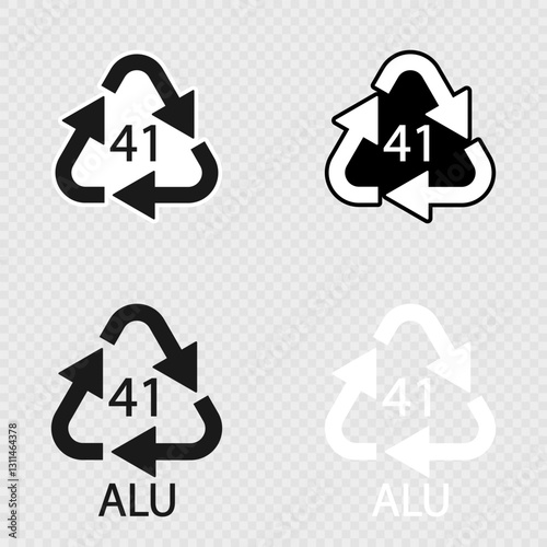 Aluminium recycling symbol ALU 41 set.