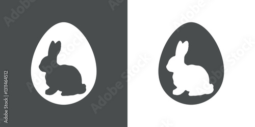 Elemento decorativo de Pascua. Huevo de Pascua con silueta de conejo de pascua 