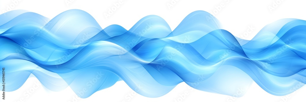 Fototapeta premium Abstract Blue Wavy Pattern with Drop Shadow, Flowing Graphic Design Element on White Background