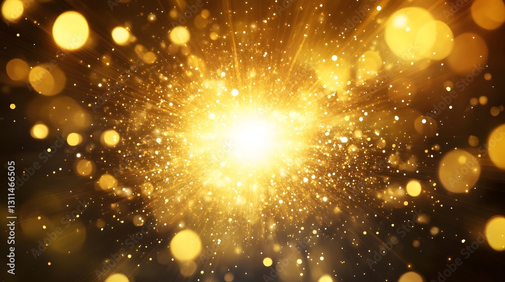 Golden Light Explosion with Sparkling Particles Golden Light Explosion with Sparkling Particles
