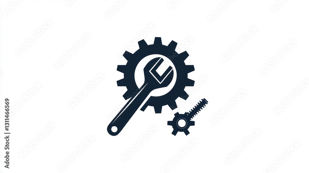Wrench and gear symbol. Mechanical repair icon. Simple tool vector. Background White. Possible use Website graphic design Wrench and gear symbol. Mechanical repair icon. Simple tool vector. Background White. Possible use Website graphic design