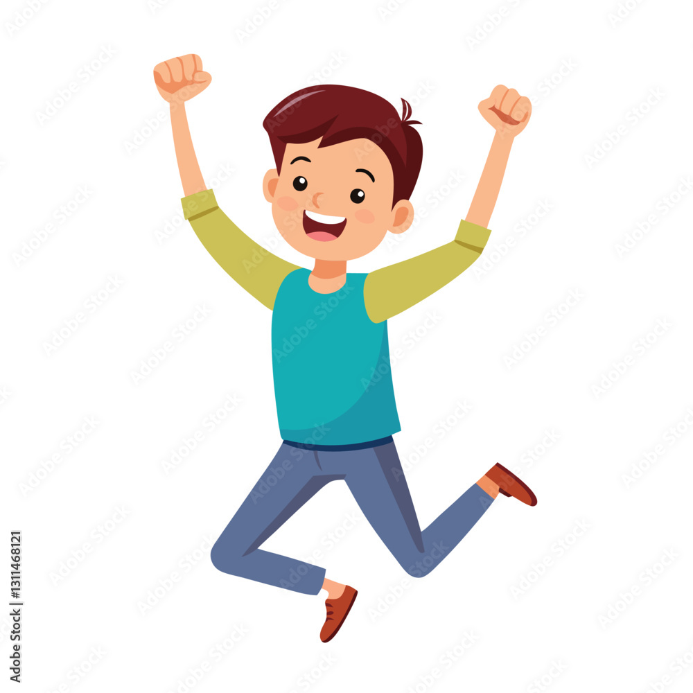 Happy boy jumping up in air. Excited joyful teenager celebrating, flying in air Happy boy jumping up in air. Excited joyful teenager celebrating, flying in air