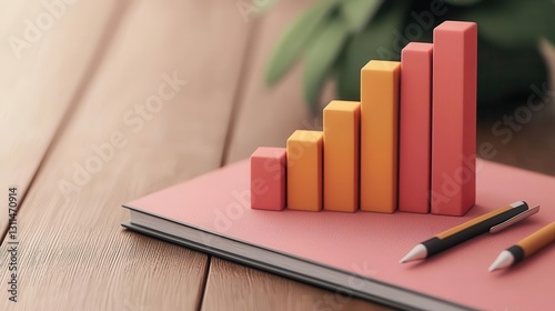 Revenue forecast dashboard, with bar graphs predicting monthly and quarterly sales, 3D illustration