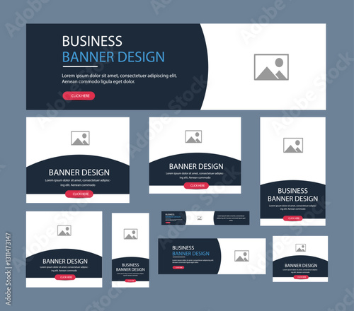 Corporate web banner template bundle, social media post or square banner, cover, conference flyer, Header, landing page web design. Abstract banner design web template Set