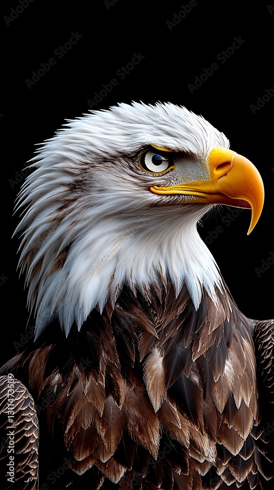 Obraz premium Majestic Bald Eagle Portrait, Dark Background