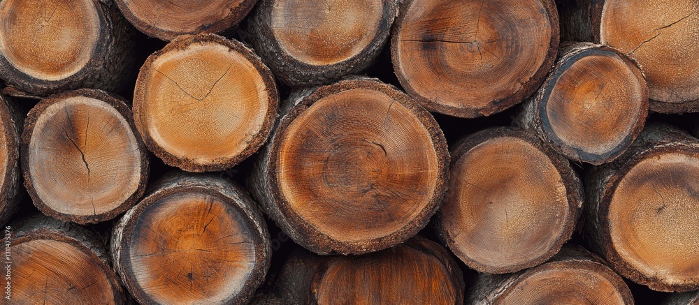 Wooden texture of cut logs stacked neatly in warm brown tones with circular shapes and natural patterns, ideal for backgrounds or rustic themes. Wooden texture of cut logs stacked neatly in warm brown tones with circular shapes and natural patterns, ideal for backgrounds or rustic themes.