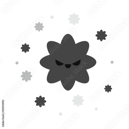 Air pollution cartoon vector. atmospheric aerosol particles or particulate matter. size comparison PM10 and PM2.5